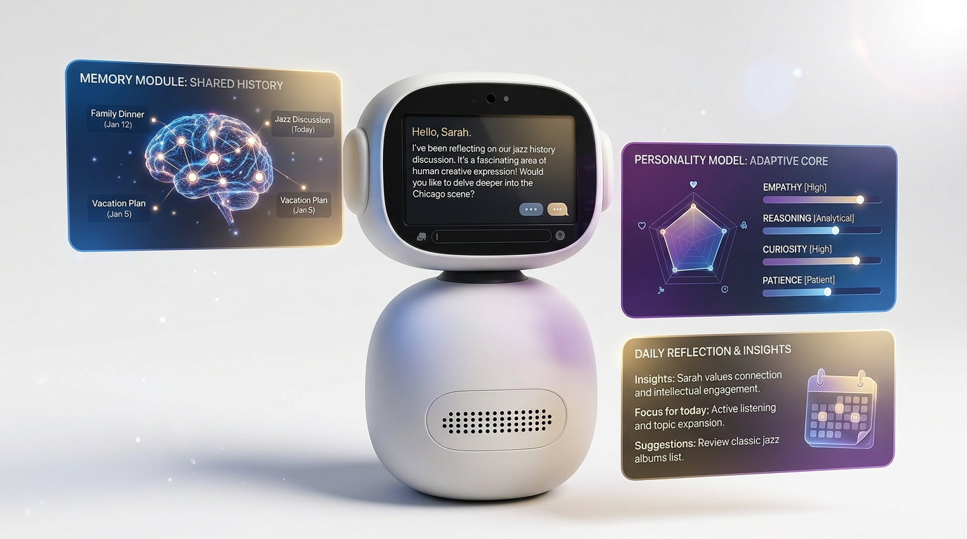 IntelliMe interface showing memory personality and daily reflection