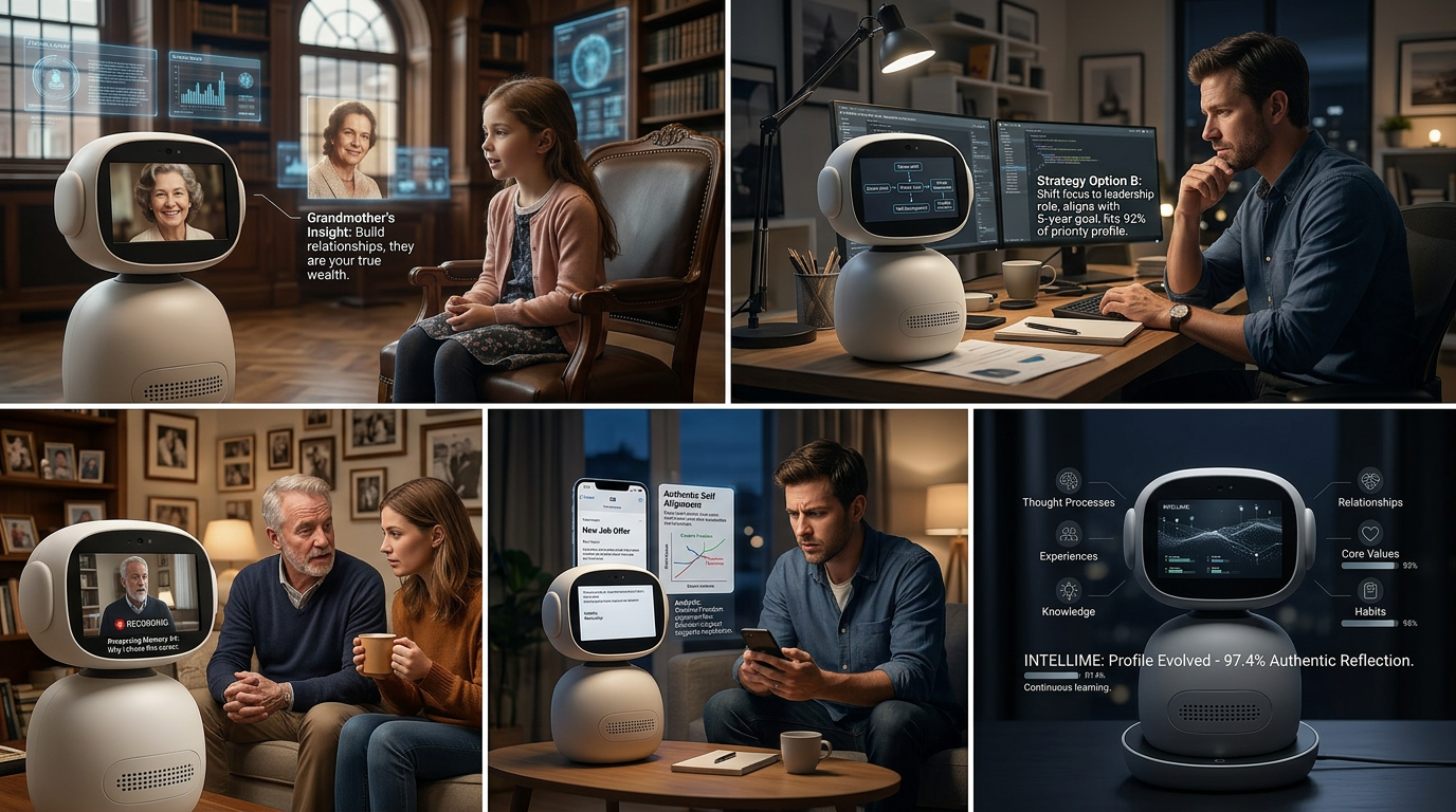 Different people using IntelliMe in home office family and personal settings